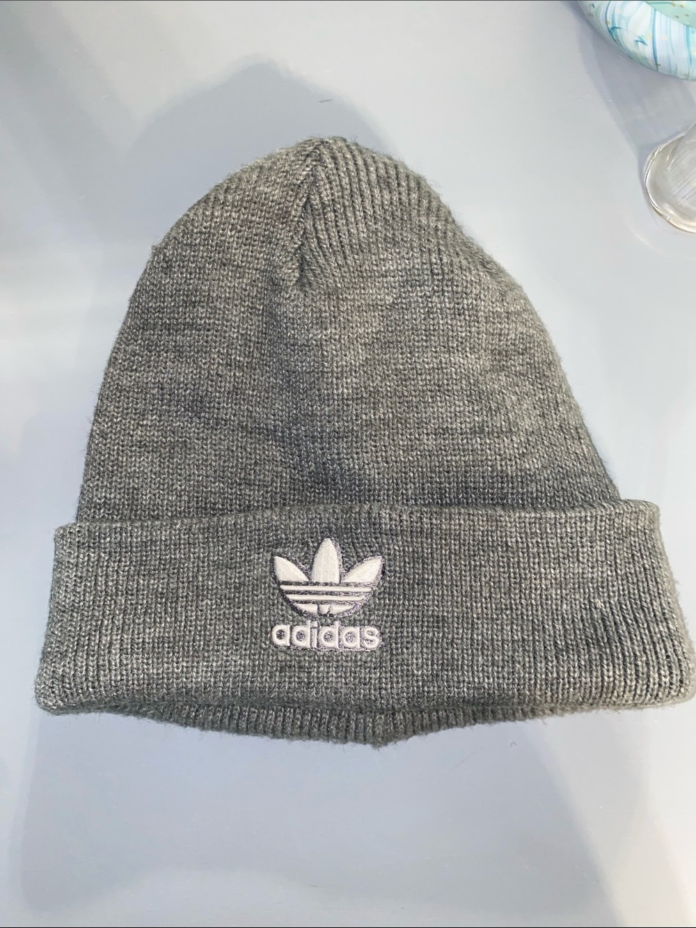 adidas Grey Ribbed Trefoil Cuff Beanie